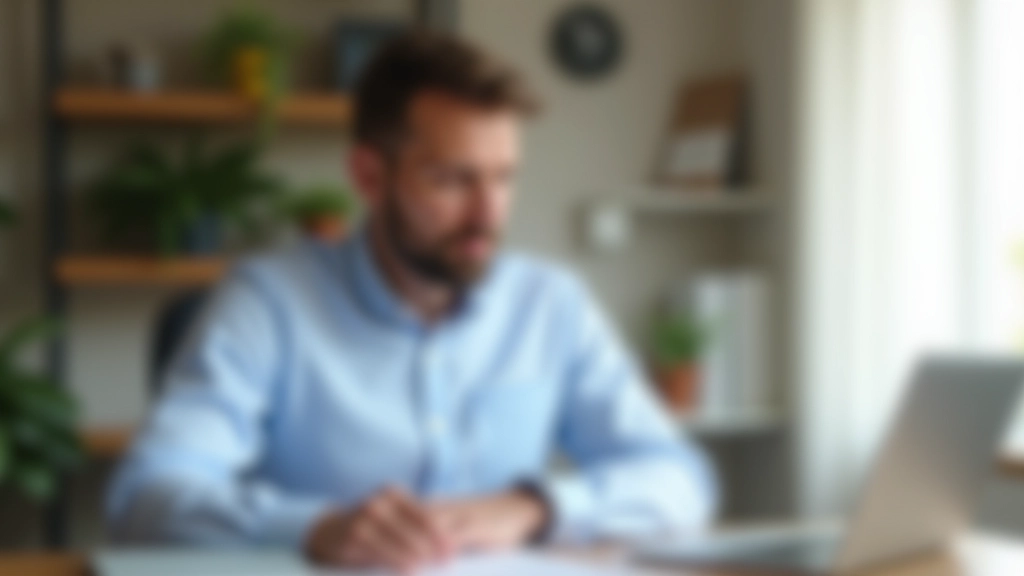 Person sitzt nachdenklich am Schreibtisch mit Laptop und Notizen zum Wiedereinstieg