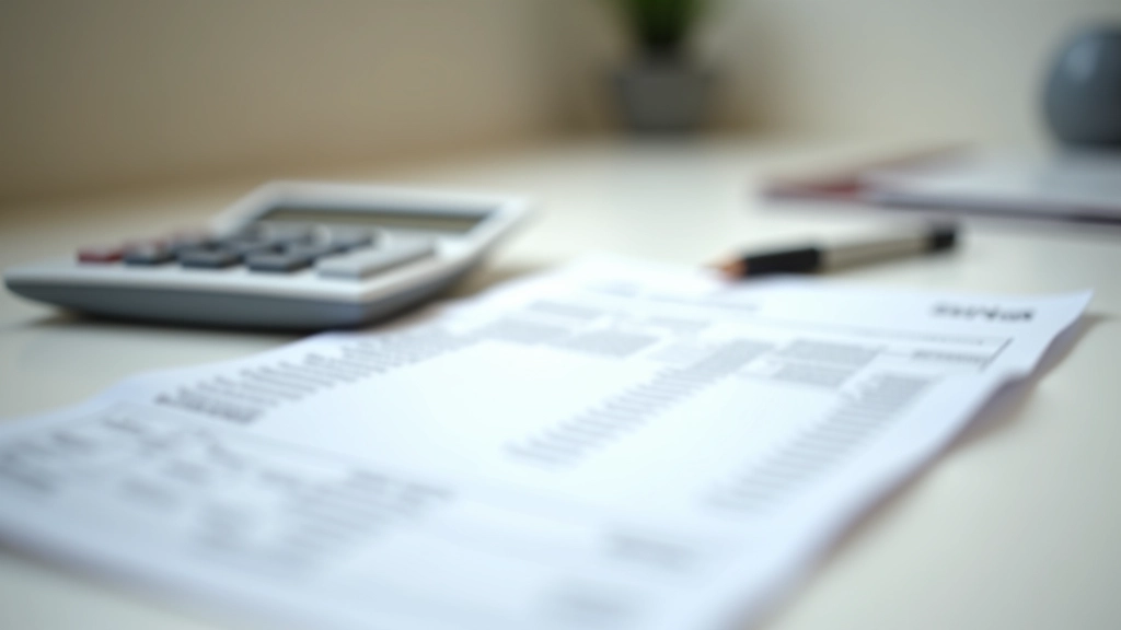 Gehaltsabrechnung auf Papier mit Taschenrechner und Notizen